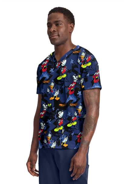 Mickey Donald Goofy Cherokee Tooniforms Disney Men's V Neck Scrub Top TF788 MKZB