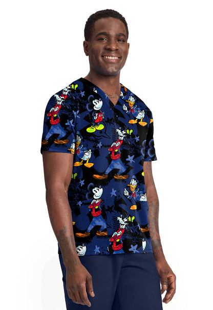 Mickey Donald Goofy Cherokee Tooniforms Disney Men's V Neck Scrub Top TF788 MKZB