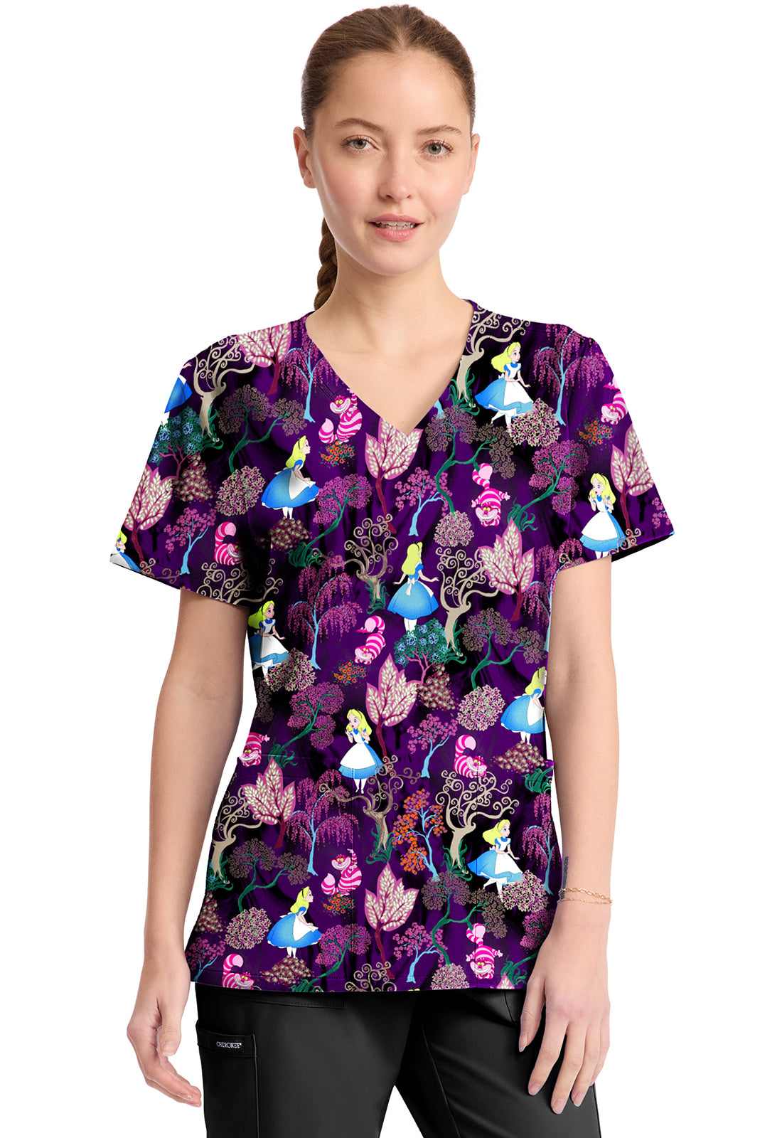 Alice in Wonderland Tooniforms Licensed Disney V Neck Scrub Top TF794 ALHE