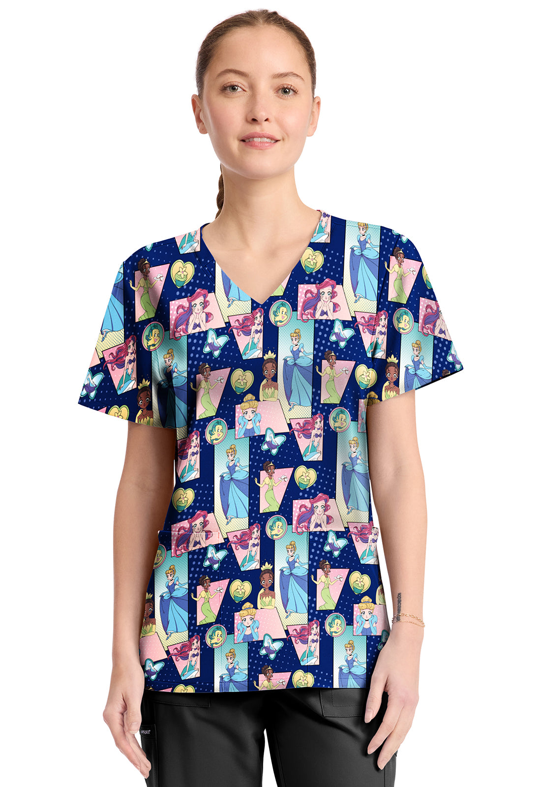 Princess Tooniforms Licensed Disney V Neck Scrub Top TF794 PRXP