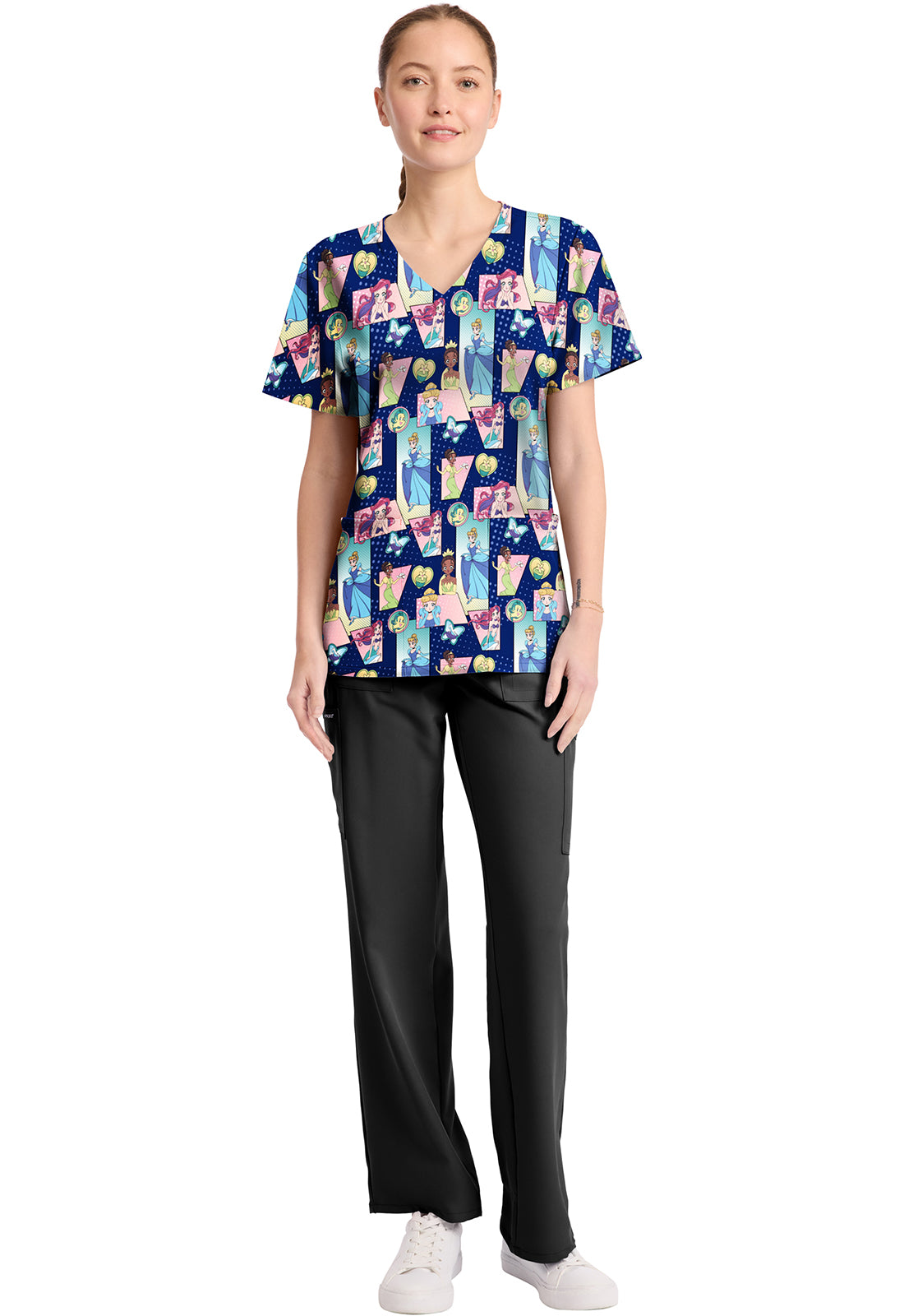 Princess Tooniforms Licensed Disney V Neck Scrub Top TF794 PRXP