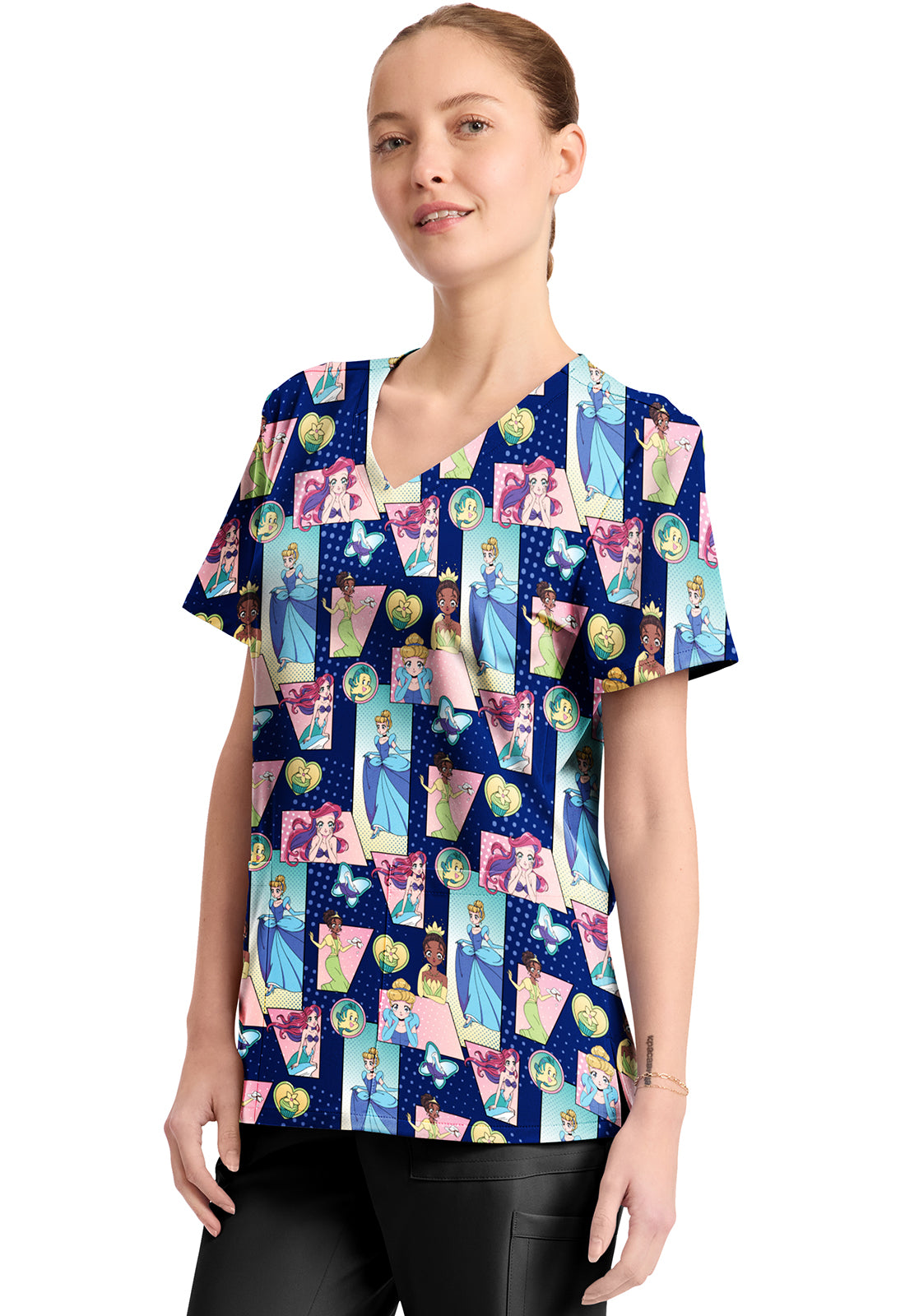 Princess Tooniforms Licensed Disney V Neck Scrub Top TF794 PRXP