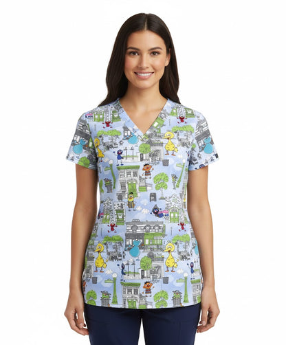 Sesame Street Tooniforms Licensed V Neck Scrub Top TF796 SWGH