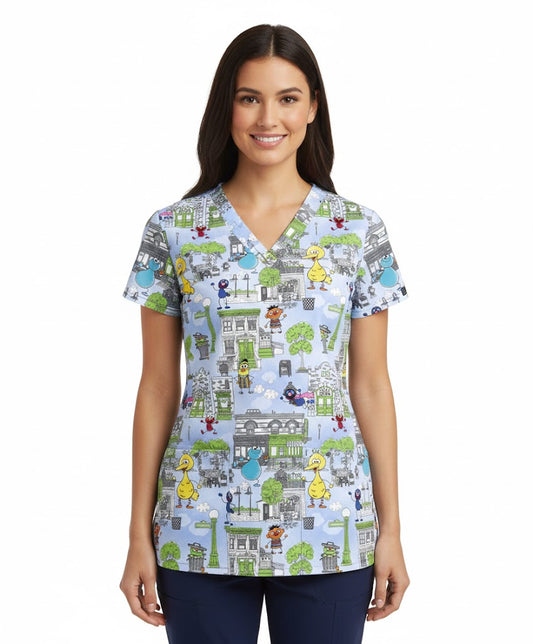 Sesame Street Tooniforms Licensed V Neck Scrub Top TF796 SWGH