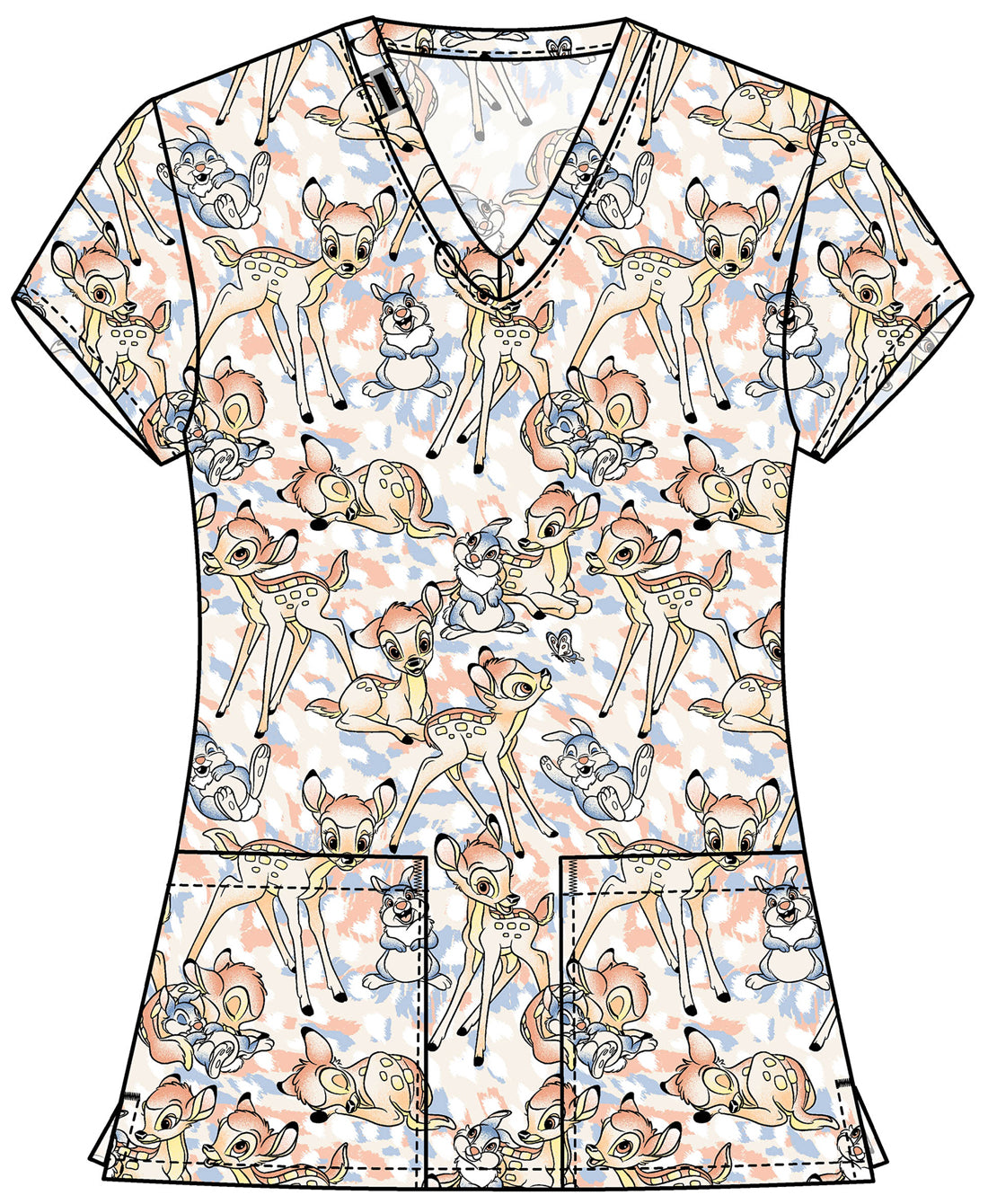 Bambi Tooniforms Licensed Disney V Neck Scrub Top TF796 BAOM