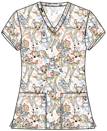 Bambi Tooniforms Licensed Disney V Neck Scrub Top TF796 BAOM