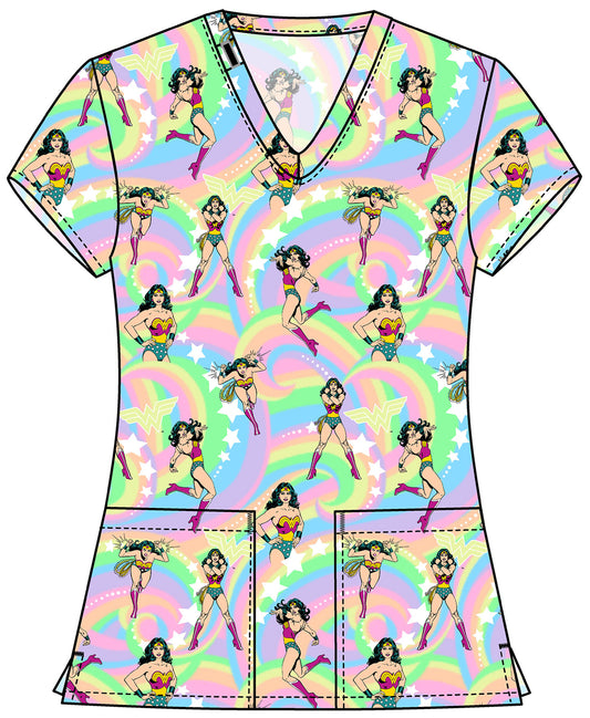 Wonder Woman Tooniforms Licensed DC V Neck Scrub Top TF796 DMZD