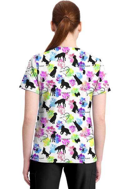 Dog Is Love Cherokee Licensed V Neck Scrub Top TF796 OGIL