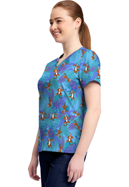 Tigger Tooniforms Licensed Disney Winnie The Pooh V Neck Scrub Top TF796 PHRX