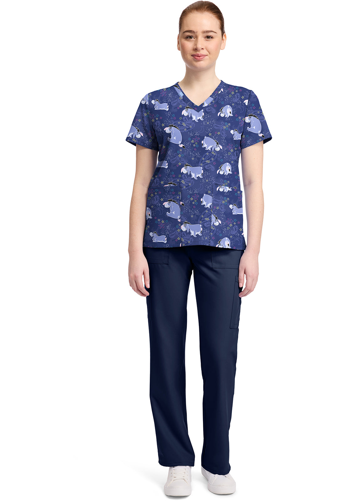 Eeyore Tooniforms Licensed Disney Winnie The Pooh V Neck Scrub Top TF796 PHYT