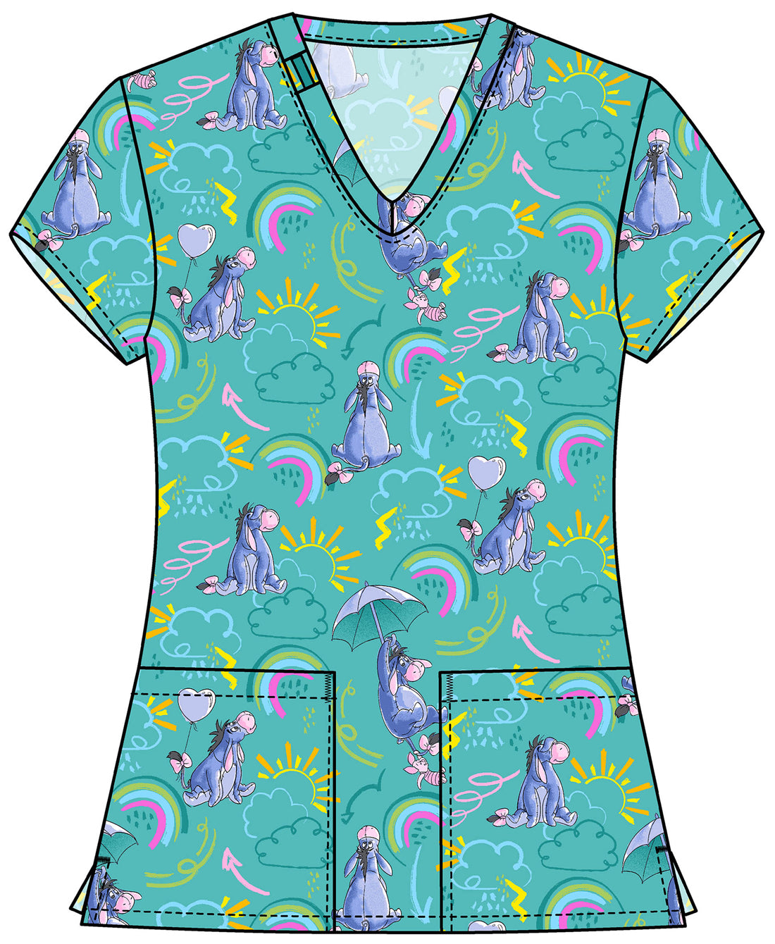 Eeyore Tooniforms Licensed Disney Winnie The Pooh V Neck Scrub Top TF796 PHZR