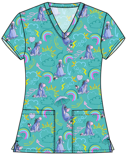 Eeyore Tooniforms Licensed Disney Winnie The Pooh V Neck Scrub Top TF796 PHZR