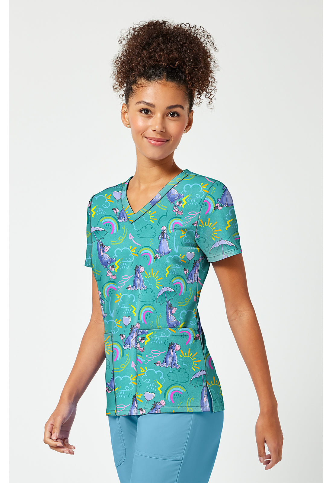 Eeyore Tooniforms Licensed Disney Winnie The Pooh V Neck Scrub Top TF796 PHZR