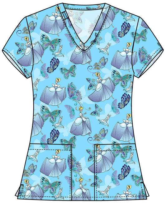 Cinderella Tooniforms Licensed Disney V Neck Scrub Top TF796 PRCF