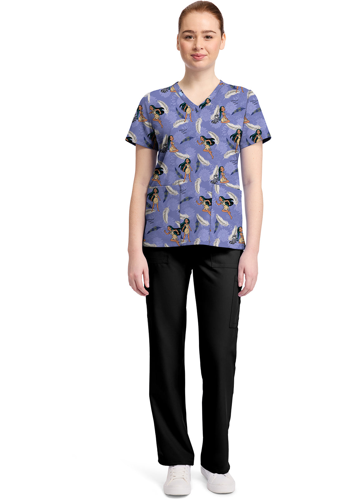 Pocahontas Tooniforms Licensed Disney V Neck Scrub Top TF796 PRPW