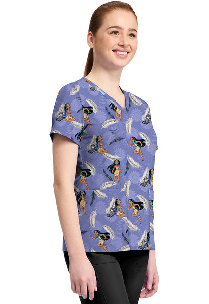 Pocahontas Tooniforms Licensed Disney V Neck Scrub Top TF796 PRPW