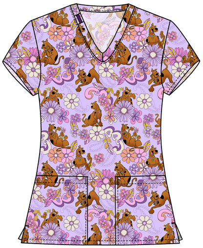 Scooby Doo Tooniforms Licensed V Neck Scrub Top TF796 SDYG