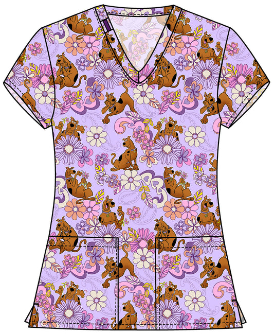 Scooby Doo Tooniforms Licensed V Neck Scrub Top TF796 SDYG