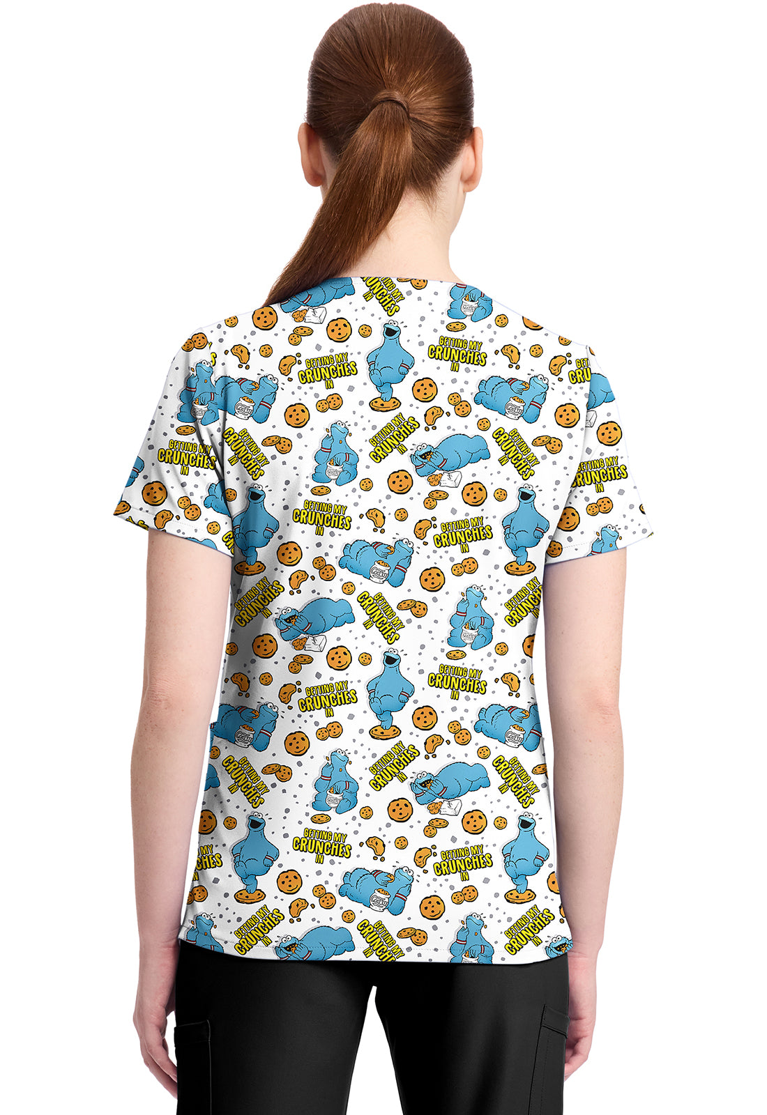 Cookie Monster Tooniforms Licensed Sesame Street V Neck Scrub Top TF796 SWCR