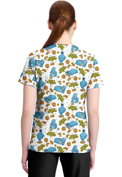 Cookie Monster Tooniforms Licensed Sesame Street V Neck Scrub Top TF796 SWCR