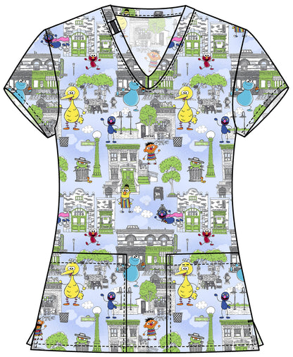 Sesame Street Tooniforms Licensed V Neck Scrub Top TF796 SWGH
