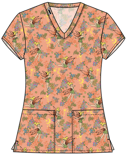 Tinker Bell Tooniforms Licensed Disney Peter Pan V Neck Scrub Top TF796 TBXP
