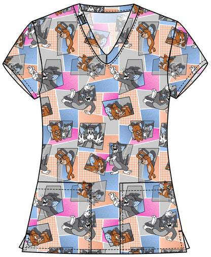 Tom and Jerry Tooniforms Licensed Warner Bros V Neck Scrub Top TF796 TJTT