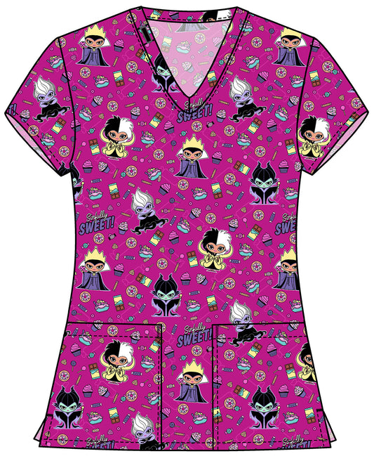 Disney Villains Tooniforms Licensed Disney V Neck Scrub Top TF796 VISI