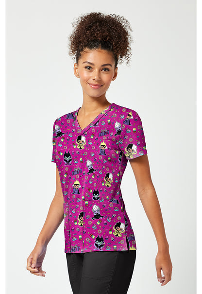 Disney Villains Tooniforms Licensed Disney V Neck Scrub Top TF796 VISI