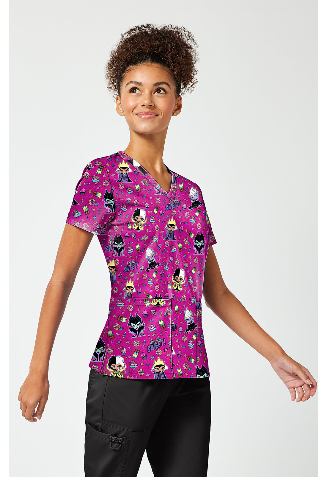 Disney Villains Tooniforms Licensed Disney V Neck Scrub Top TF796 VISI