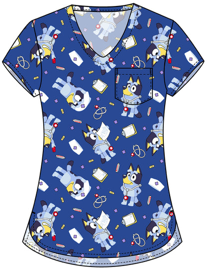 Bluey Tooniforms Licensed V Neck Scrub Top TF797 BYNB