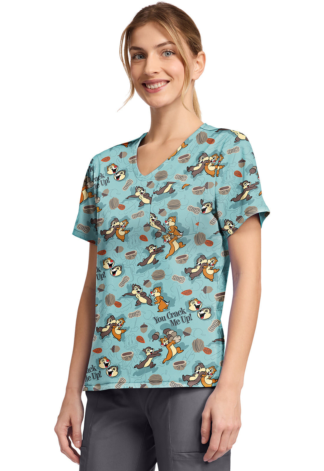 Chip N Dale Tooniforms Licensed Disney V Neck Scrub Top TF797 CDMP