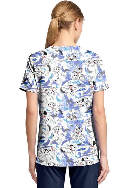 101 Dalmatians Tooniforms Licensed Disney V Neck Scrub Top TF797 DAAP
