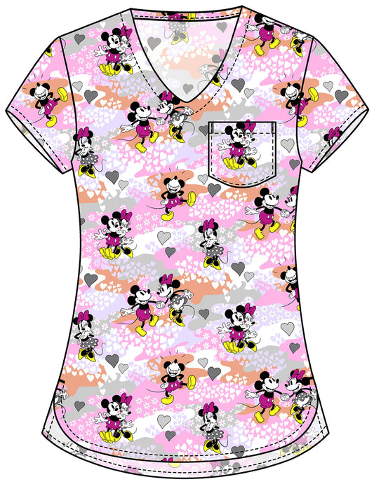 Mickey Minnie Mouse Tooniforms Licensed Disney V Neck Scrub Top TF797 MKXI