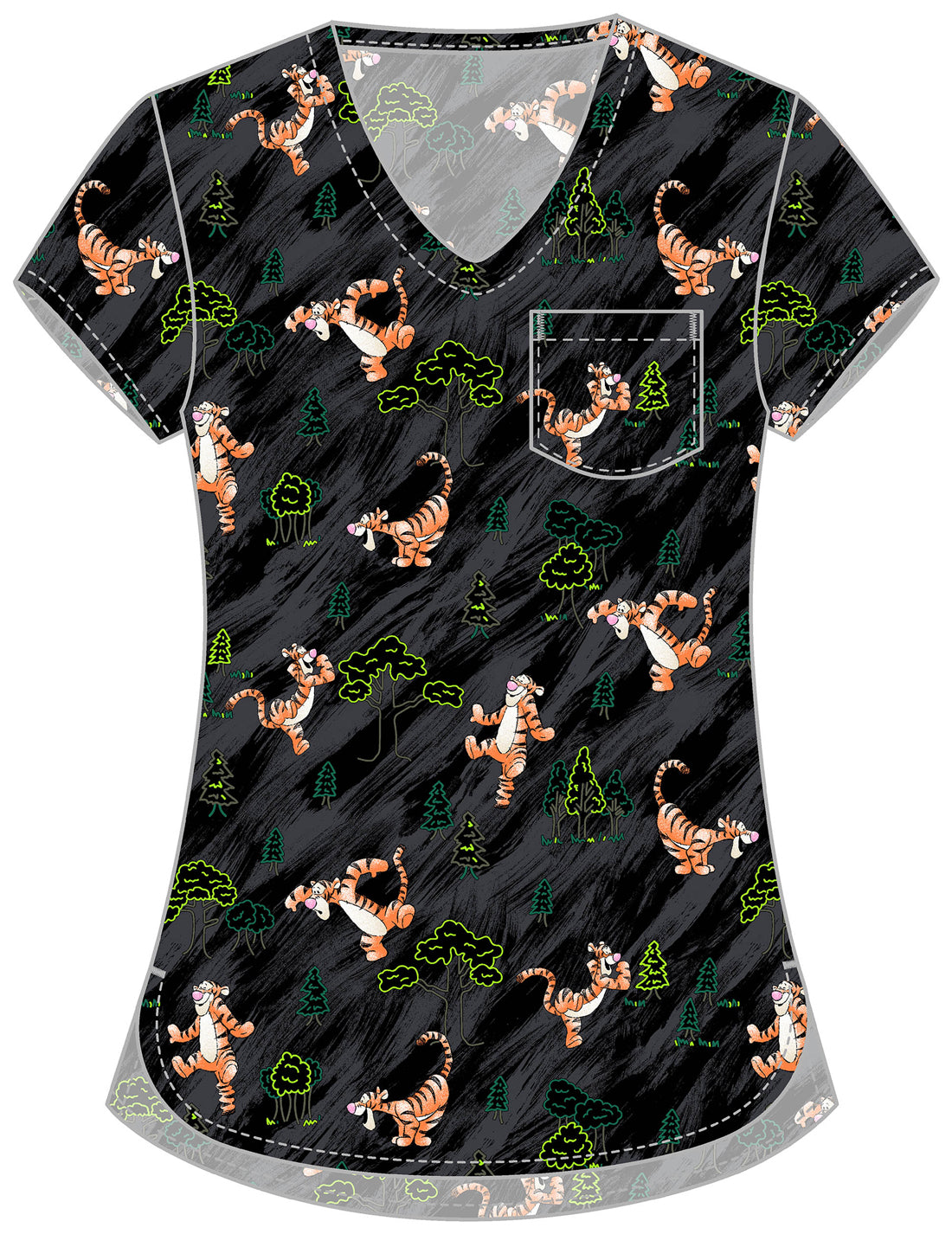 Tigger Tooniforms Licensed Disney Winnie The Pooh V Neck Scrub Top TF797 PHZF