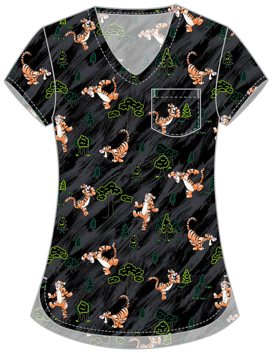 Tigger Tooniforms Licensed Disney Winnie The Pooh V Neck Scrub Top TF797 PHZF