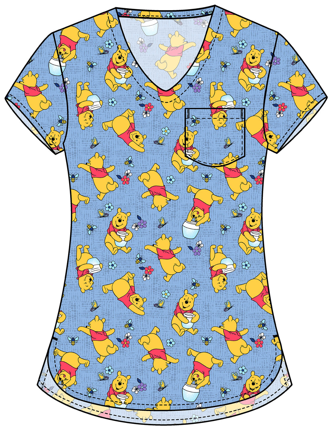Winnie The Pooh Tooniforms Licensed Disney V Neck Scrub Top TF797 PHZI
