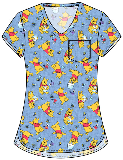 Winnie The Pooh Tooniforms Licensed Disney V Neck Scrub Top TF797 PHZI