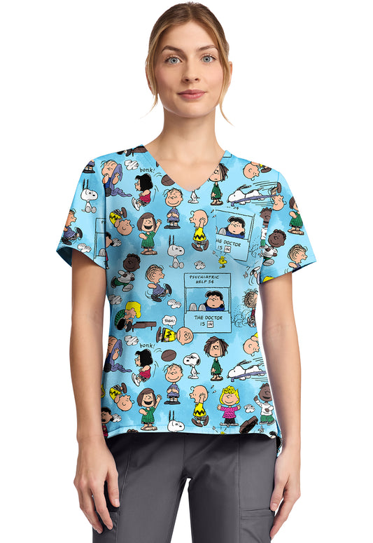 Charlie Brown Tooniforms Licensed Peanuts V Neck Scrub Top TF797 PNEF