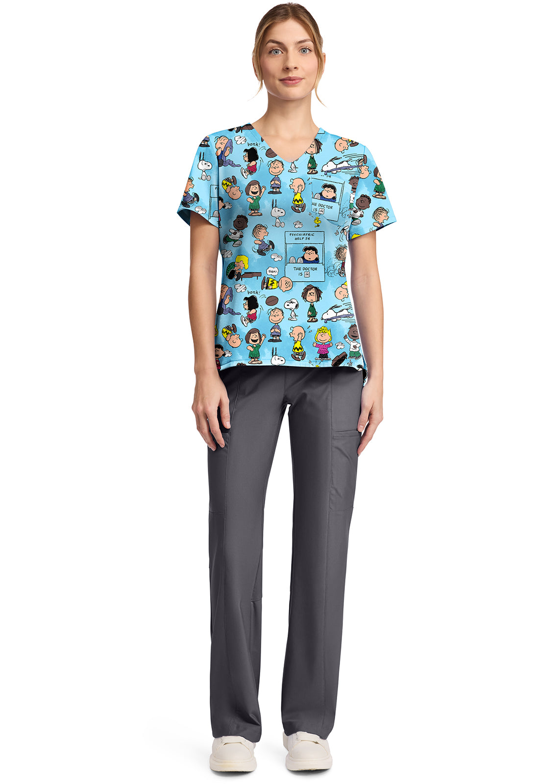 Charlie Brown Tooniforms Licensed Peanuts V Neck Scrub Top TF797 PNEF