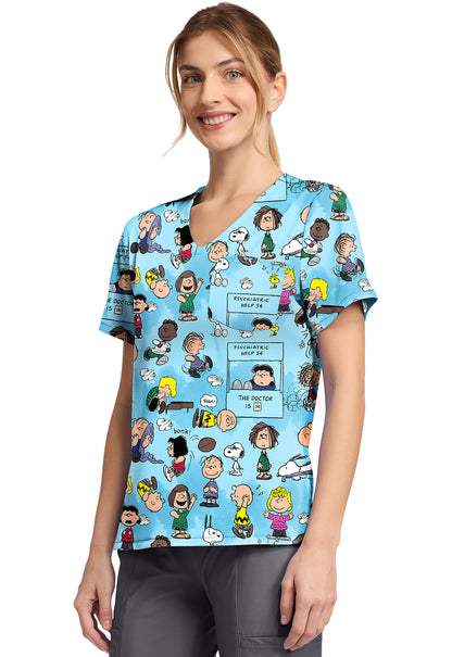Charlie Brown Tooniforms Licensed Peanuts V Neck Scrub Top TF797 PNEF