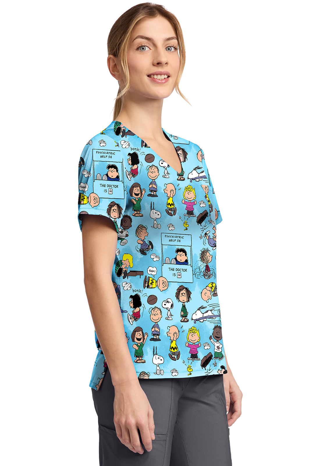 Charlie Brown Tooniforms Licensed Peanuts V Neck Scrub Top TF797 PNEF