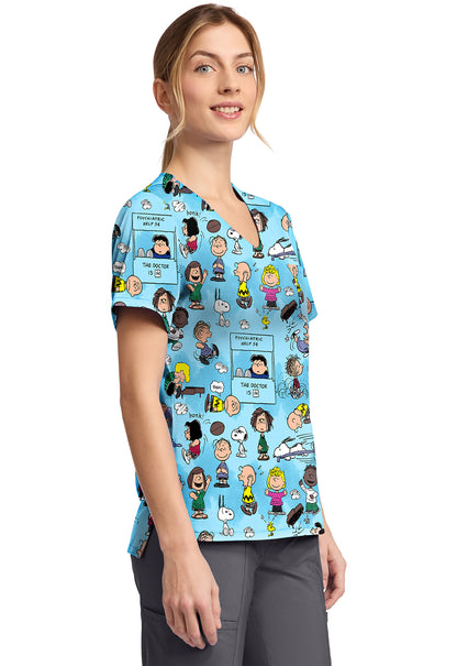 Charlie Brown Tooniforms Licensed Peanuts V Neck Scrub Top TF797 PNEF