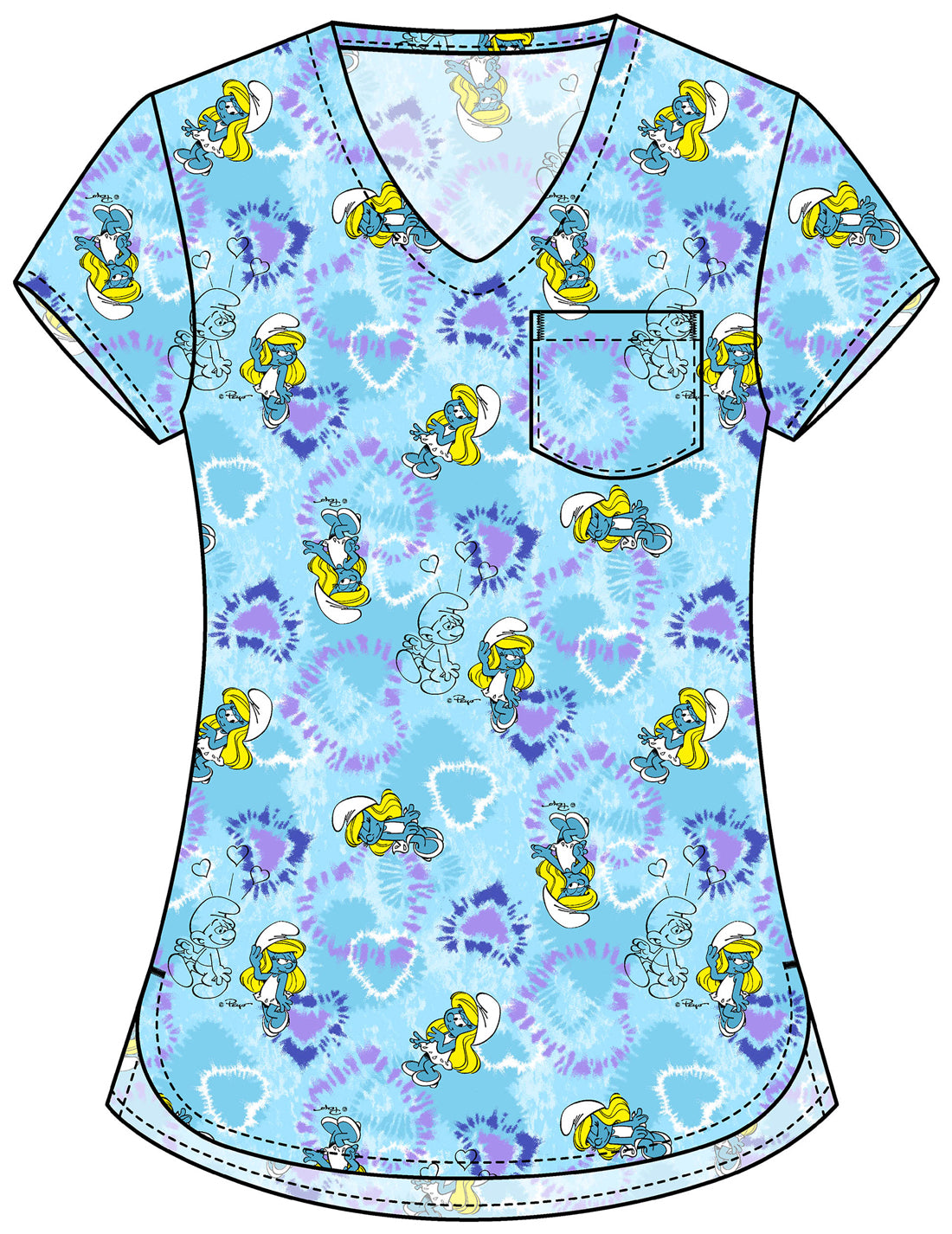 Smurfs Tooniforms Licensed V Neck Scrub Top TF797 SMSV