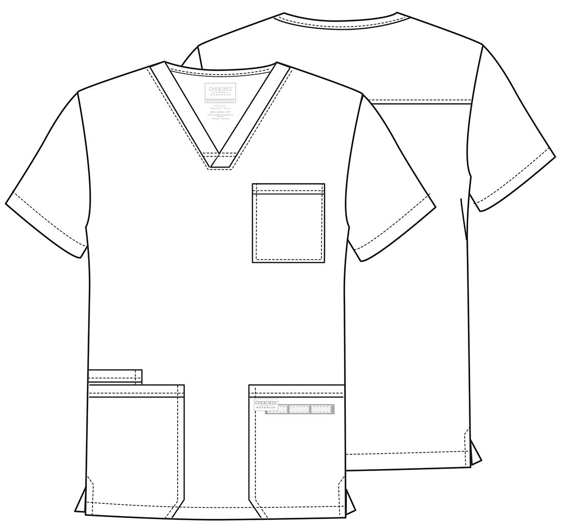 Cherokee WW Professionals Men's V Neck Top WW695 Black, Caribbean, Ciel, Navy, Pewter, Royal