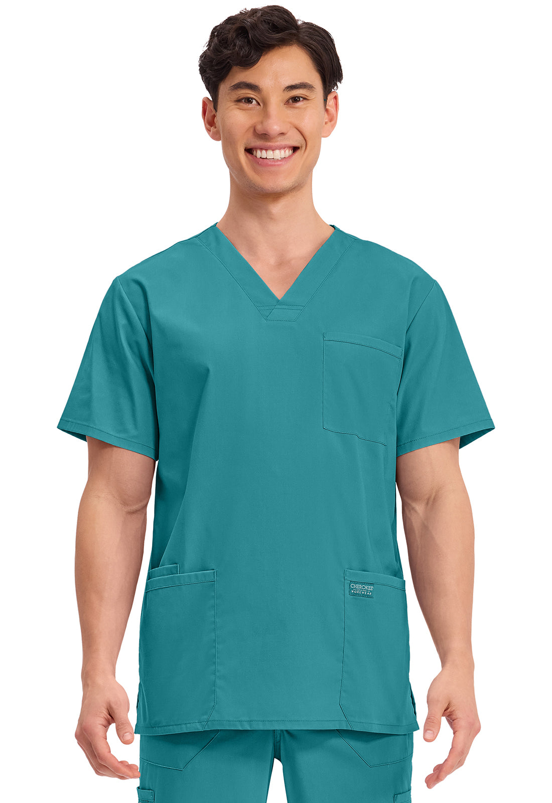 Cherokee WW Professionals Men's V Neck Top WW695 Galaxy, Grey, Hunter, Olive, Red, Teal, White, WIne