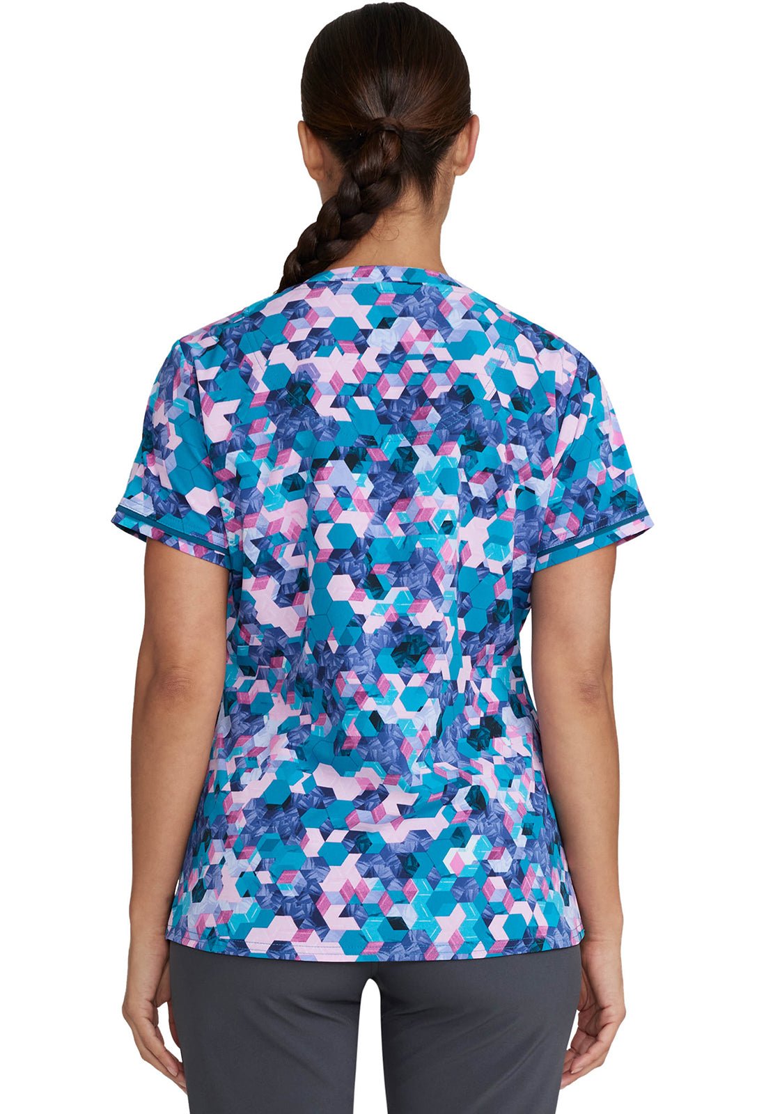 Abstract Angles Inspira Flex Print Round Neck Scrub Top IP723 AVAG - Scrubs Select