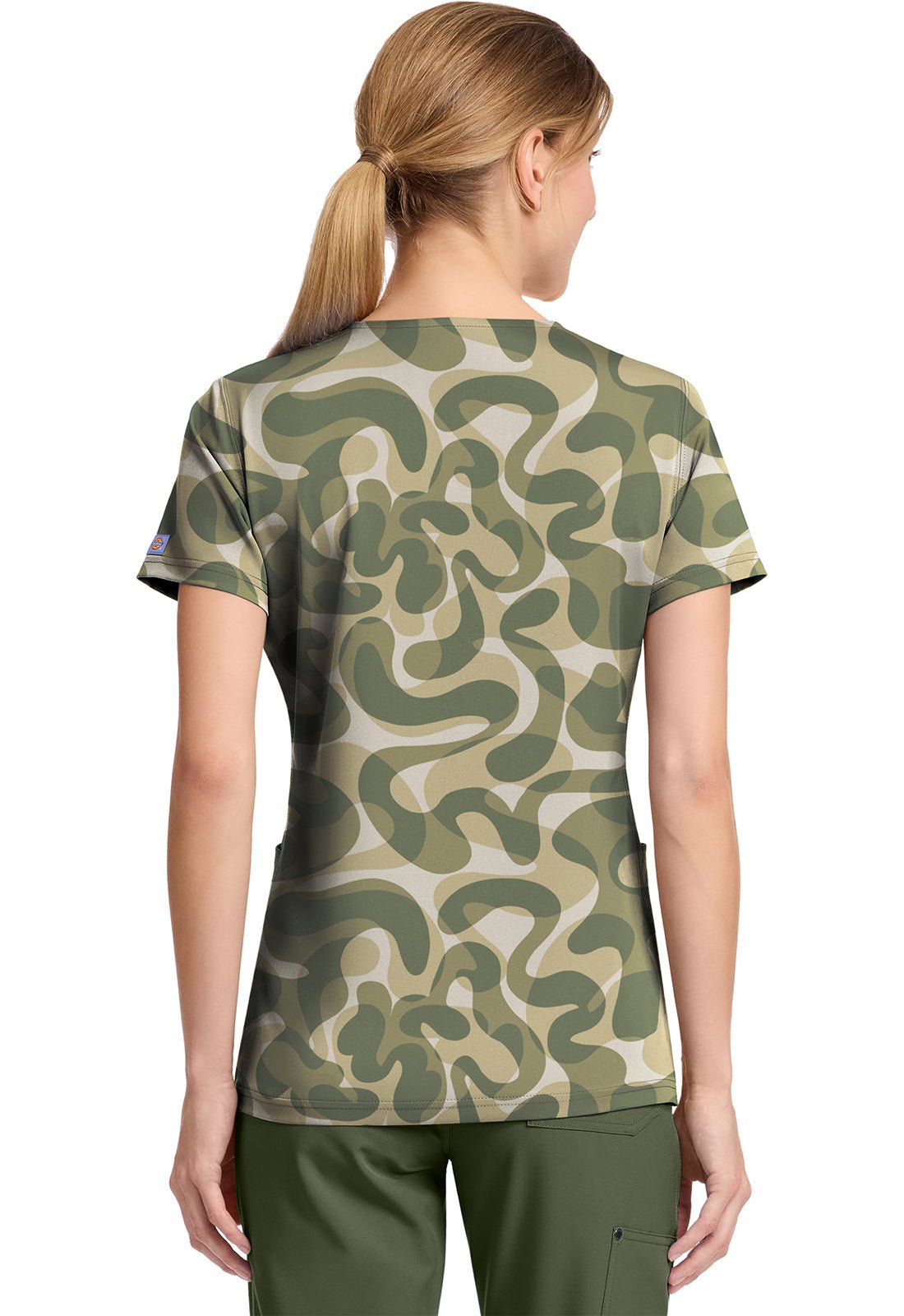 Abstract Camo Dickies Scrubs Print V Neck Top DK667 ATCA - Scrubs Select