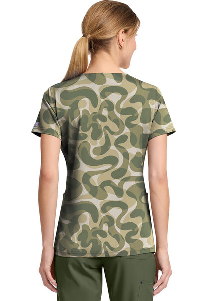 Abstract Camo Dickies Scrubs Print V Neck Top DK667 ATCA - Scrubs Select