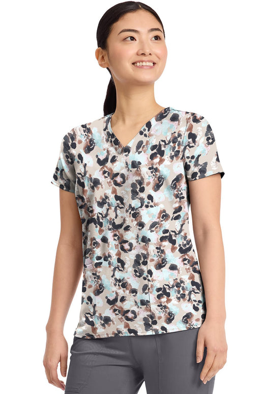 Abstract Cheetah Healing Hands Amanda Print Scrub V Neck Top 2266 ABCA - Scrubs Select